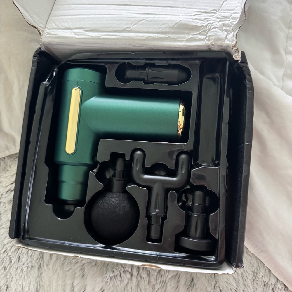 Green Massage Gun with Attachments